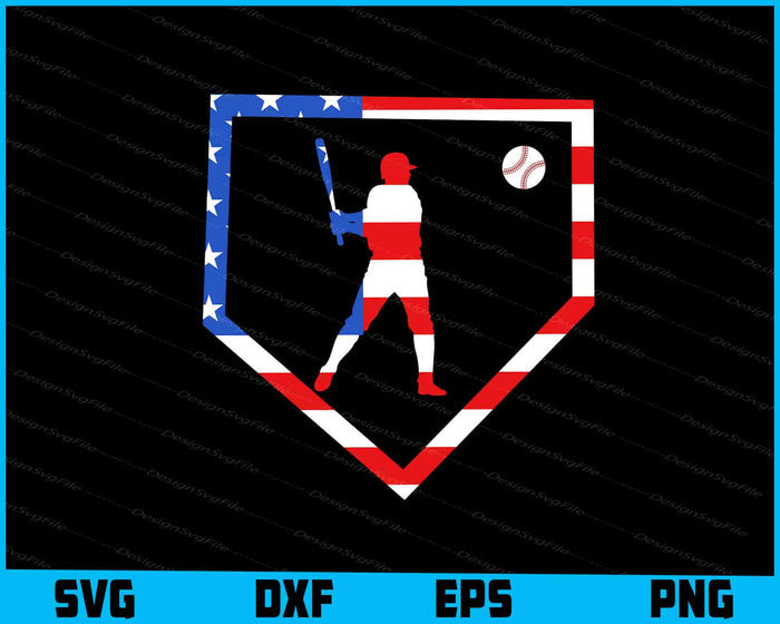 Baseball Player American Flag SVG