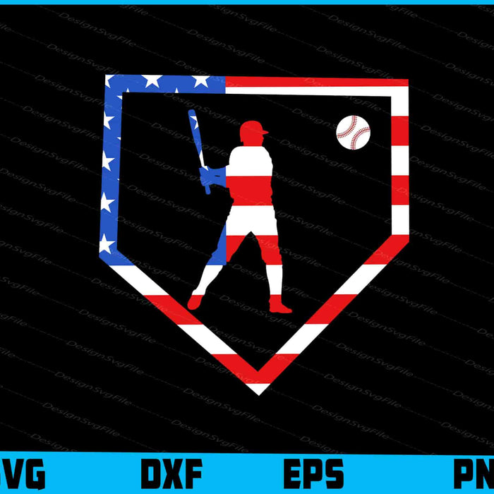 Baseball Player American Flag SVG