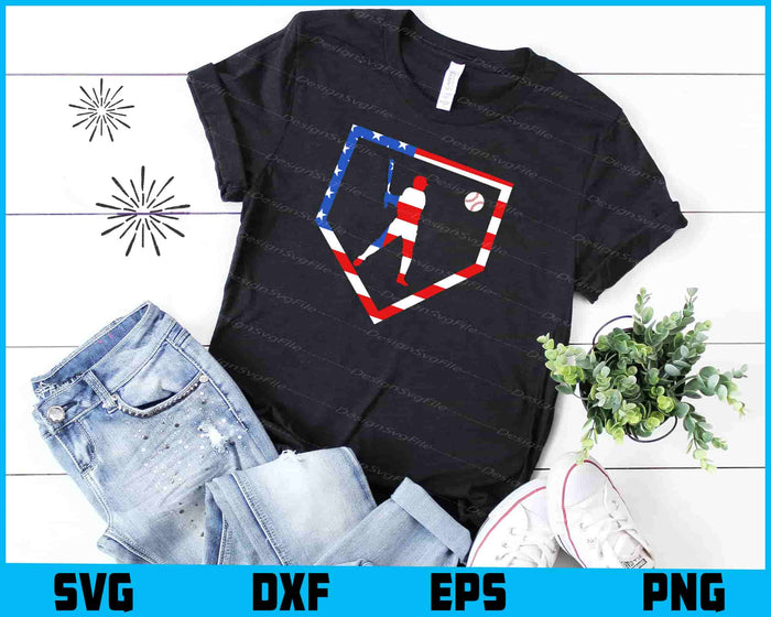 Baseball Player American Flag SVG