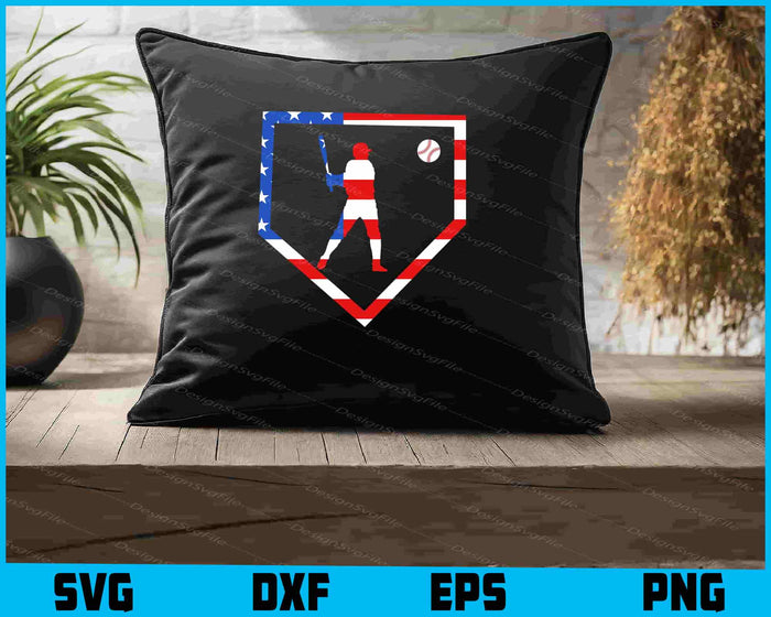 Baseball Player American Flag SVG