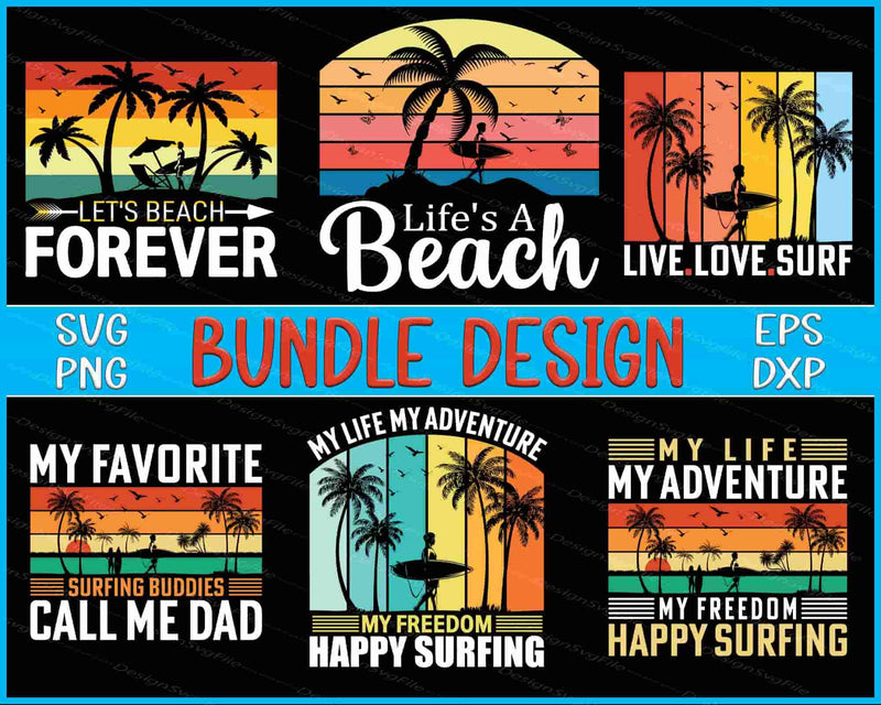 Beach Bundle SVG Surfing PNG