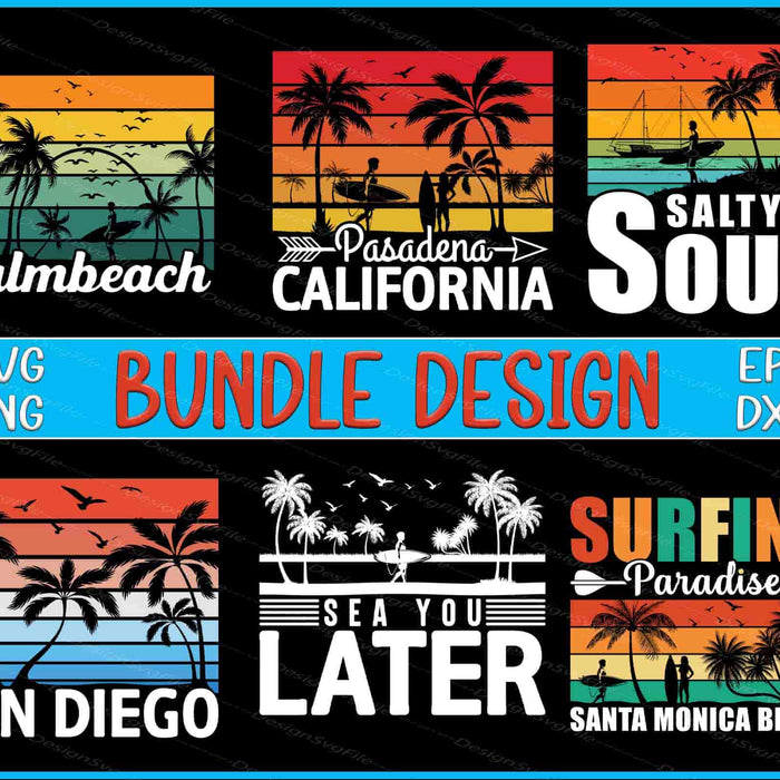 Beach Bundle SVG Surfing Summer PNG
