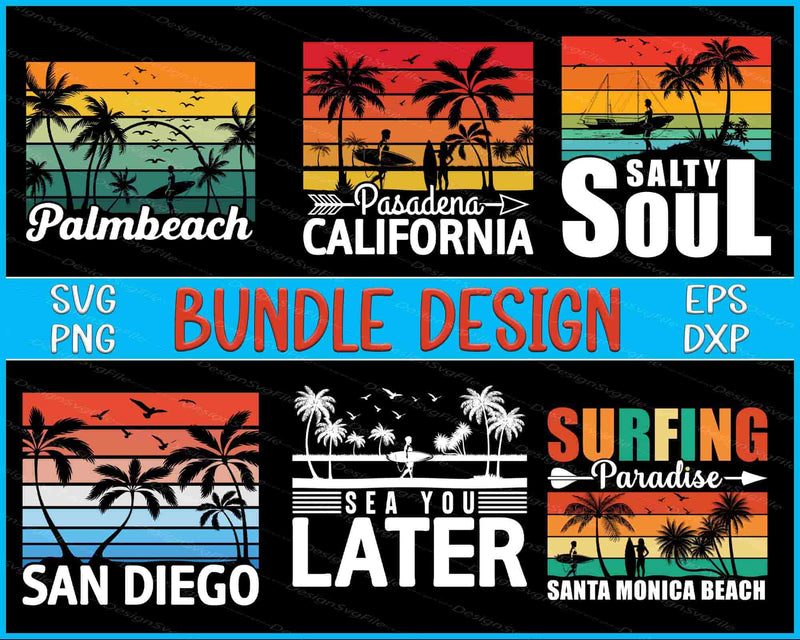 Beach Bundle SVG Surfing Summer PNG