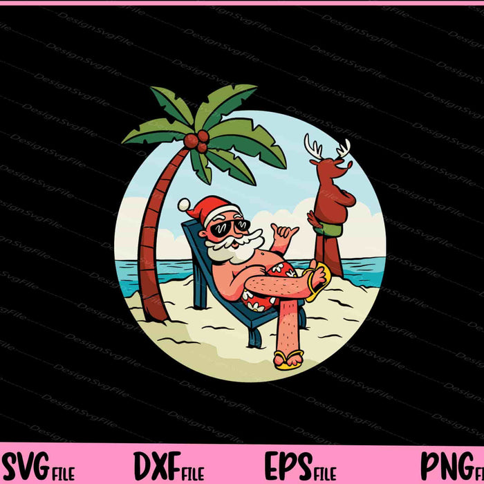 Beach Summer Santa Svg Cutting Printable Files  - Premium Cutting Files in SVG, PNG & EPS Formats - Premium SVG Cutting Files for Crafts