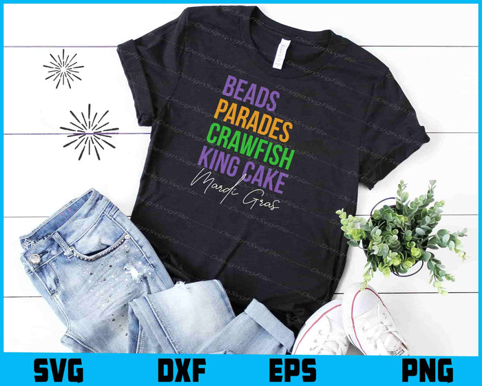 Beads Parades Crawfish King Cake Mardi Gras SVG