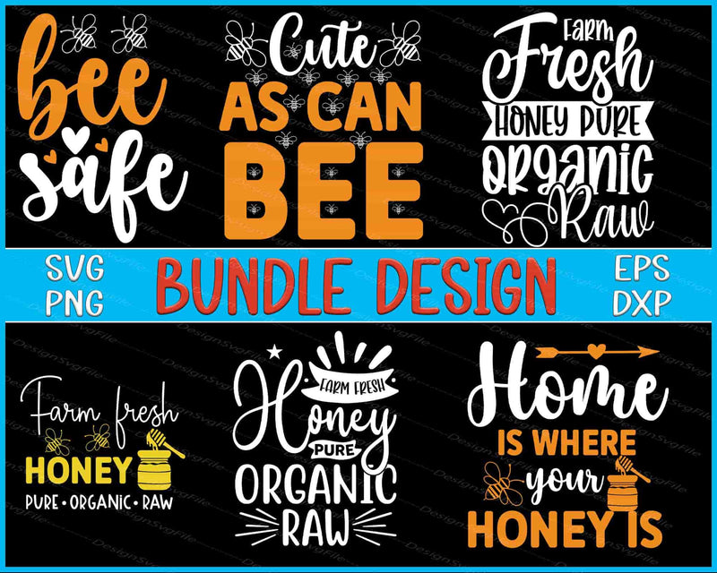 Bee Bundle SVG Fresh Honey PNG