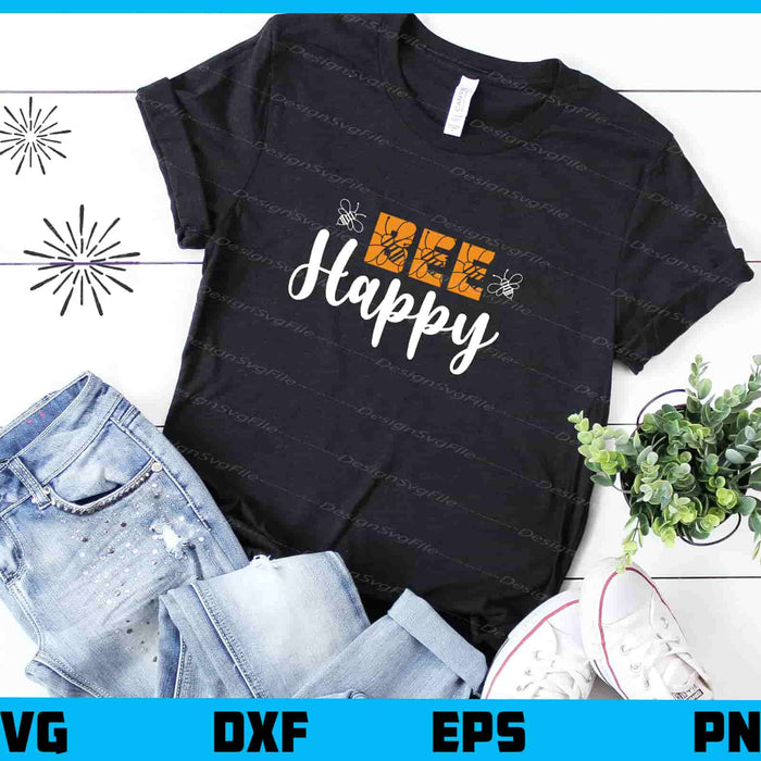 Bee Happy Svg Cutting Printable File  - Premium Cutting Files in SVG, PNG & EPS Formats - Premium SVG Cutting Files for Crafts