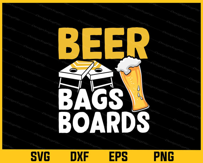 Collection of cornhole-themed graphics and text on a black background