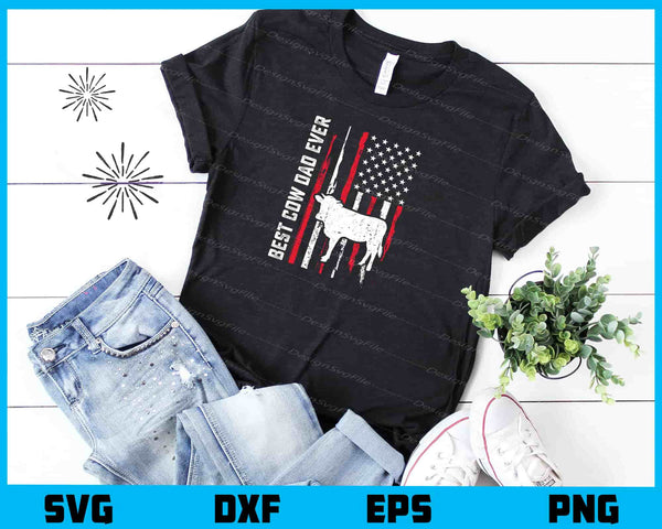 Best Cow Dad Ever American Flag t shirt