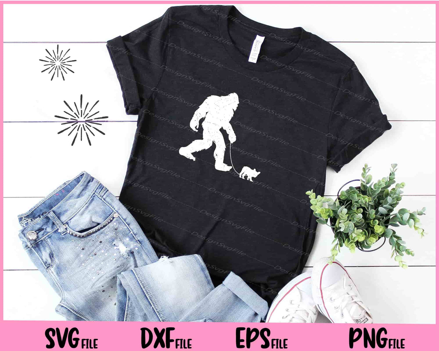 Big Foot Walking Dog Svg Cutting Printable Files  - Premium Cutting Files in SVG, PNG & EPS Formats - Premium SVG Cutting Files for Crafts