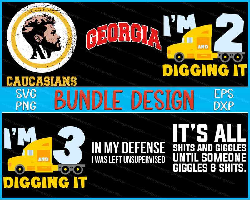 Collection of graphic designs with text and logos on a black background