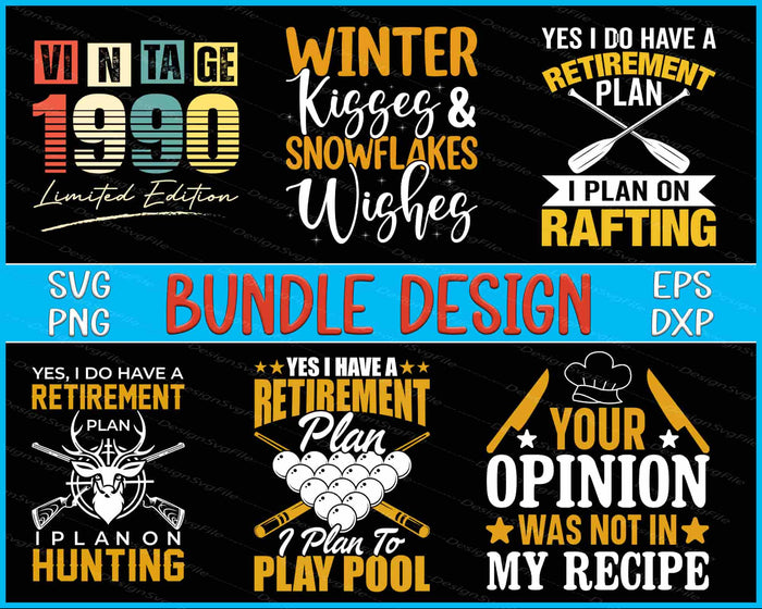 Collection of humorous and themed text designs with various graphics on a black background.