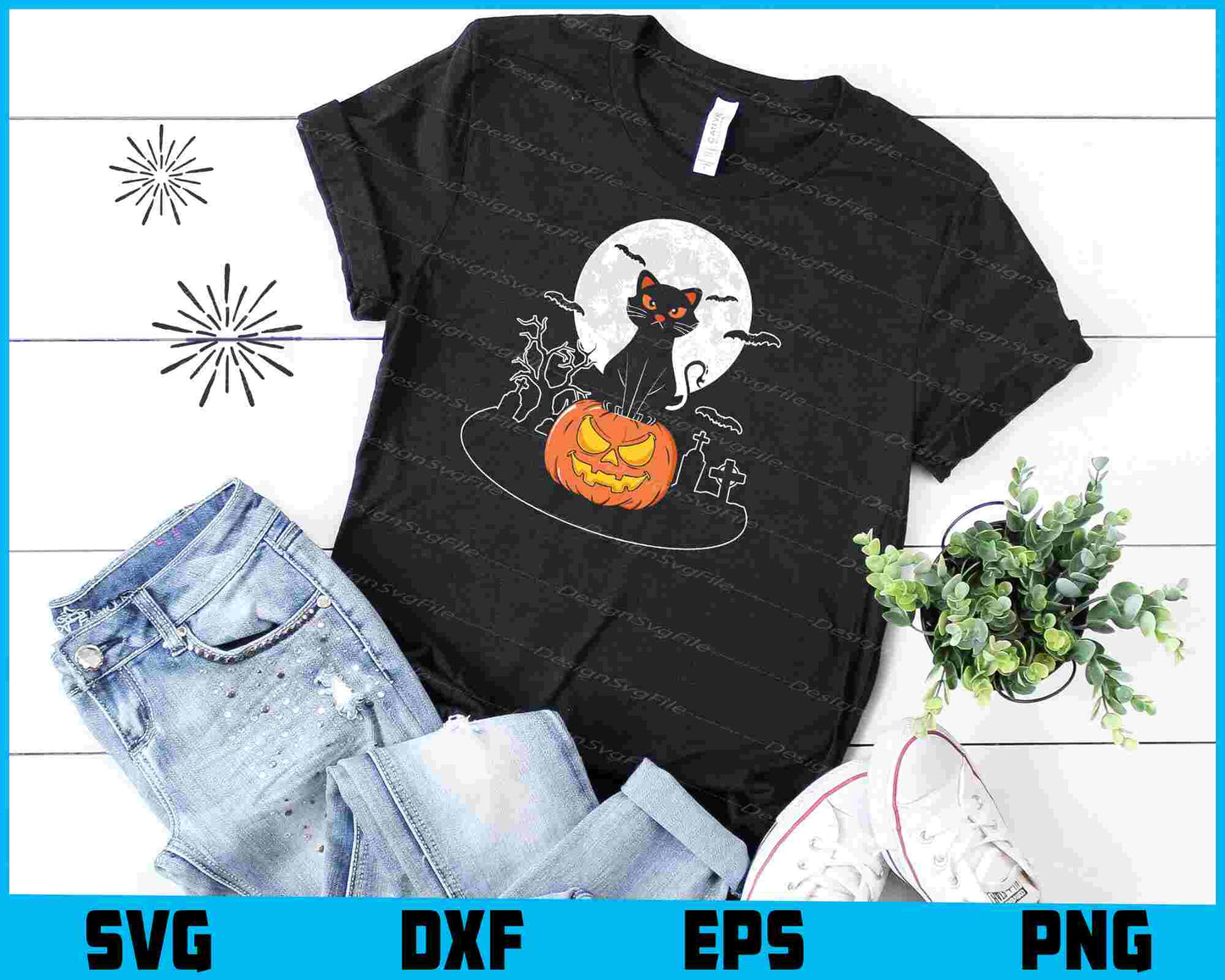 Black Cat Pumpkin Moon Halloween SVG PNG Printable File  - Premium Cutting Files in SVG, PNG & EPS Formats - Premium SVG Cutting Files for Crafts