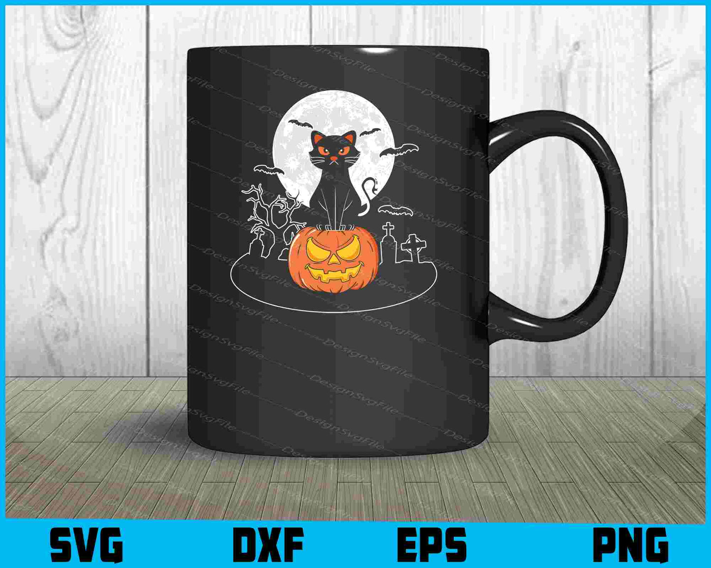 Black Cat Pumpkin Moon Halloween SVG PNG Printable File  - Premium Cutting Files in SVG, PNG & EPS Formats - Premium SVG Cutting Files for Crafts