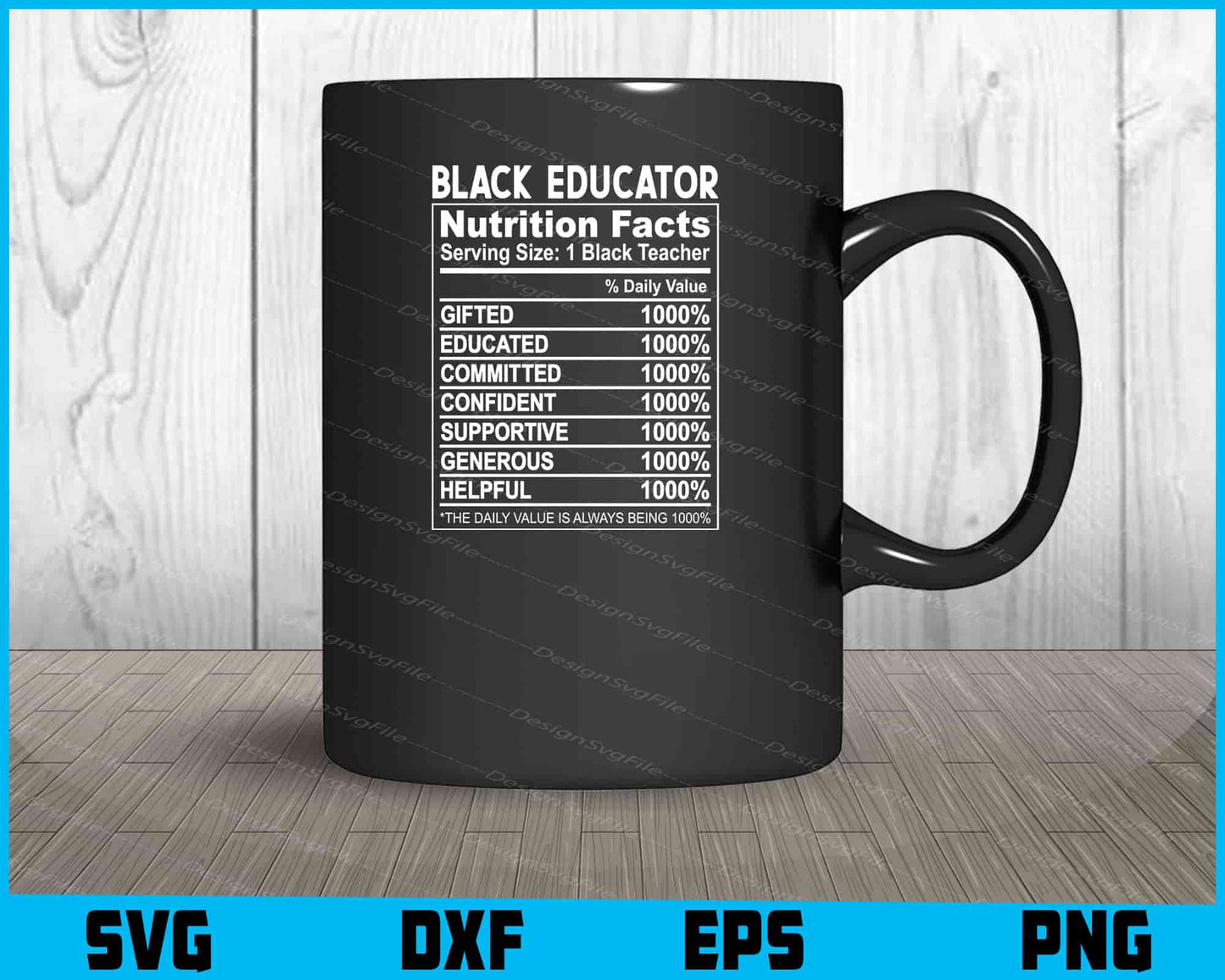 Black Educator Nutrition Facts SVG PNG File