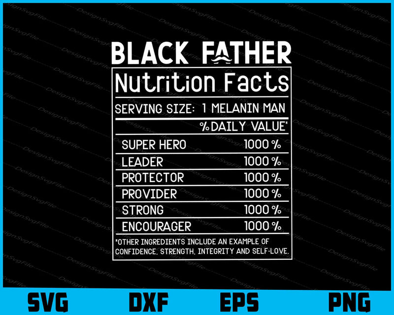 Black Father Nutrition Facts SVG PNG File