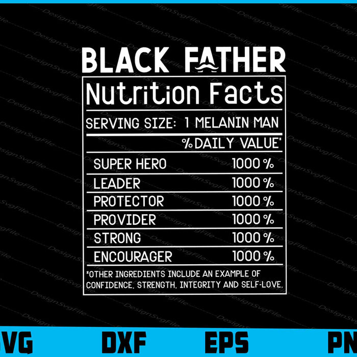 Black Father Nutrition Facts SVG PNG File