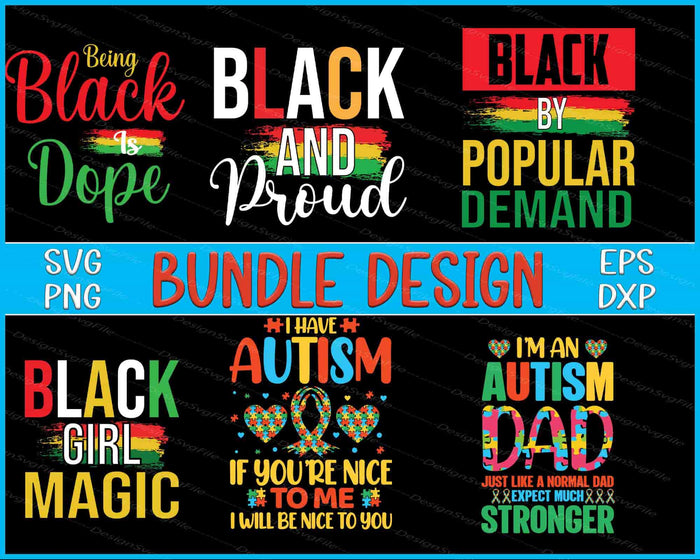 Black Girl Magic Bundle SVG Black PNG
