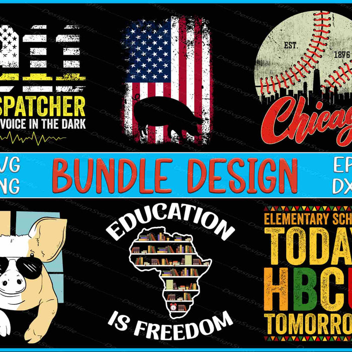 Collection of graphic designs with text and symbols on a black background