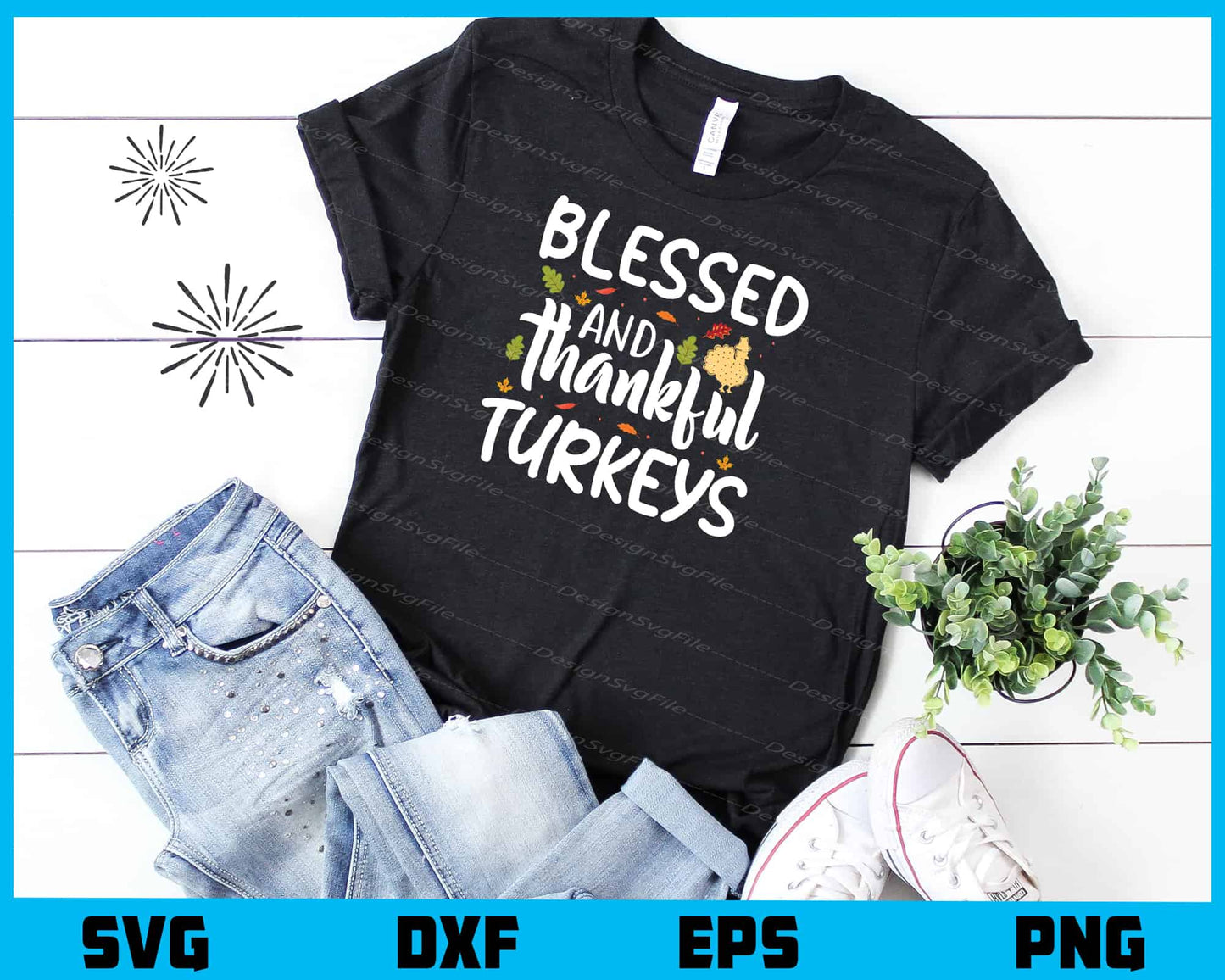 Blessed And Thankful Turkeys Svg Cutting Printable File  - Premium Cutting Files in SVG, PNG & EPS Formats - Premium SVG Cutting Files for Crafts