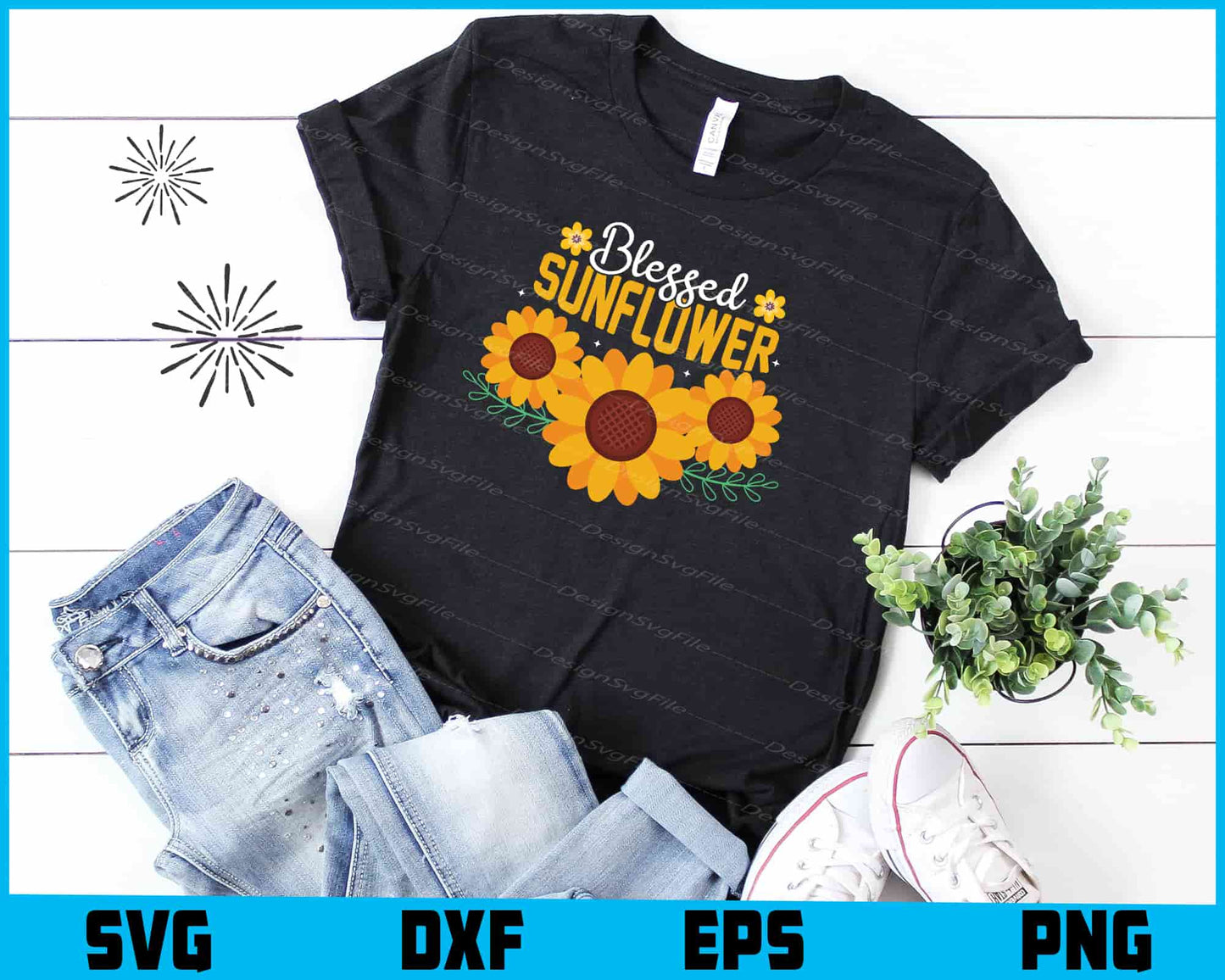 Blessed Sunflower SVG, Flowers Cricut, PNG File