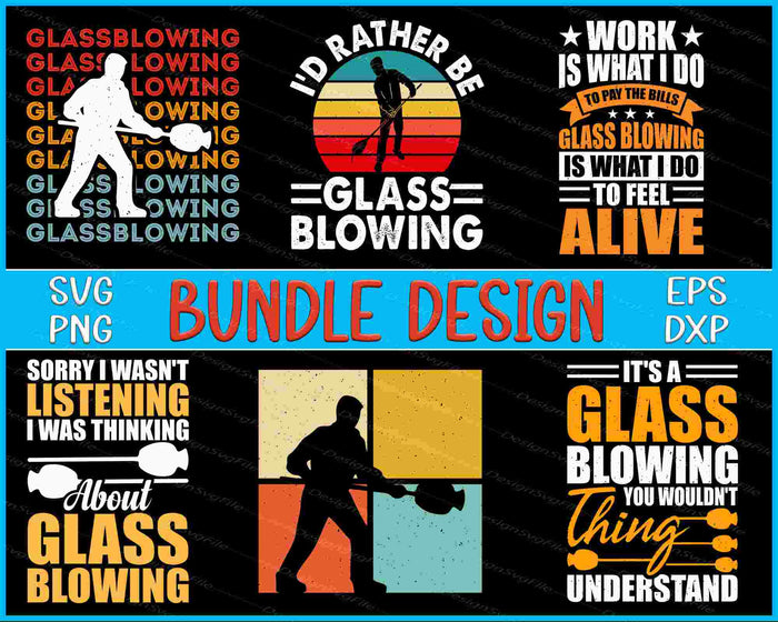 Blowing Bundle SVG, Vintage Glass PNG