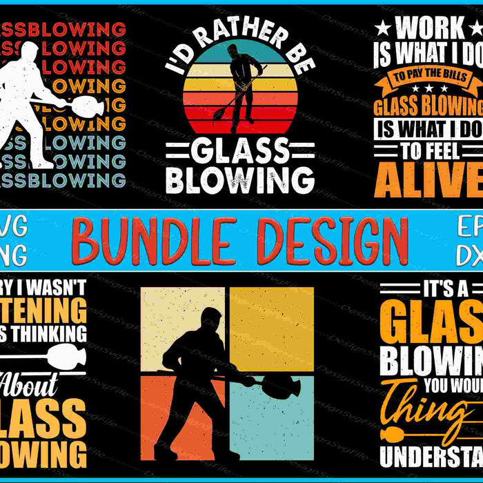 Blowing Bundle SVG, Vintage Glass PNG
