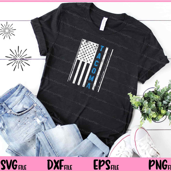 Blue Line Tacoma Distressed National Police Week Svg Cutting Printable File  - Premium Cutting Files in SVG, PNG & EPS Formats - Premium SVG Cutting Files for Crafts