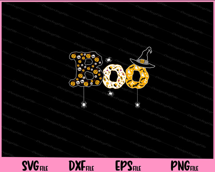 Collection of Halloween-themed designs with text and graphics on a black background.