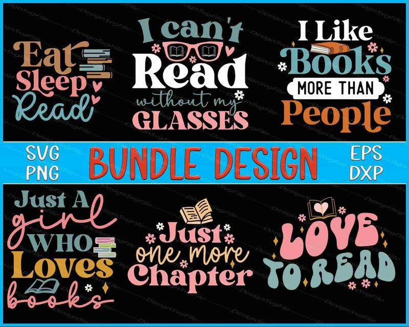 Book Bundle SVG Loves Book PNG