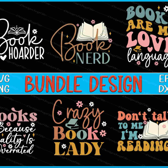 Book Bundle SVG Reading PNG