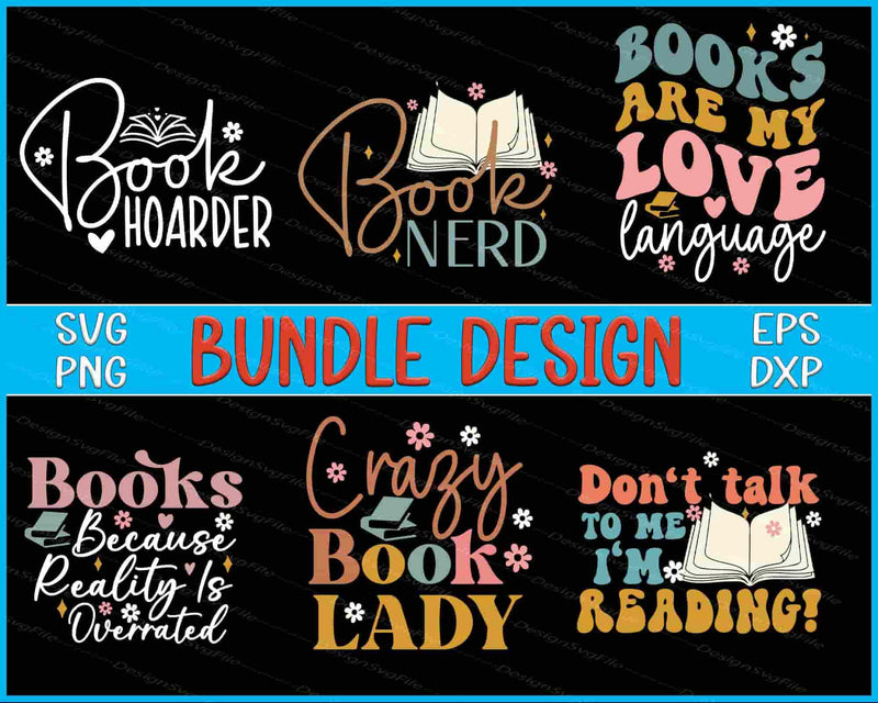 Book Bundle SVG Reading PNG