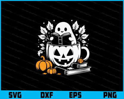 Bookish Ghost Pumpkin SVG PNG Digital Printable File  - Premium Cutting Files in SVG, PNG & EPS Formats - Premium SVG Cutting Files for Crafts