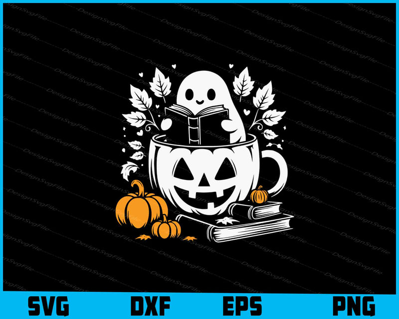 Bookish Ghost Pumpkin SVG PNG Digital Printable File  - Premium Cutting Files in SVG, PNG & EPS Formats - Premium SVG Cutting Files for Crafts