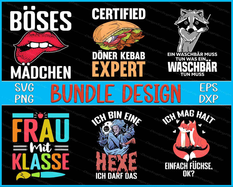 Böses Mädchen Bundle SVG, Food SVG Cat PNG