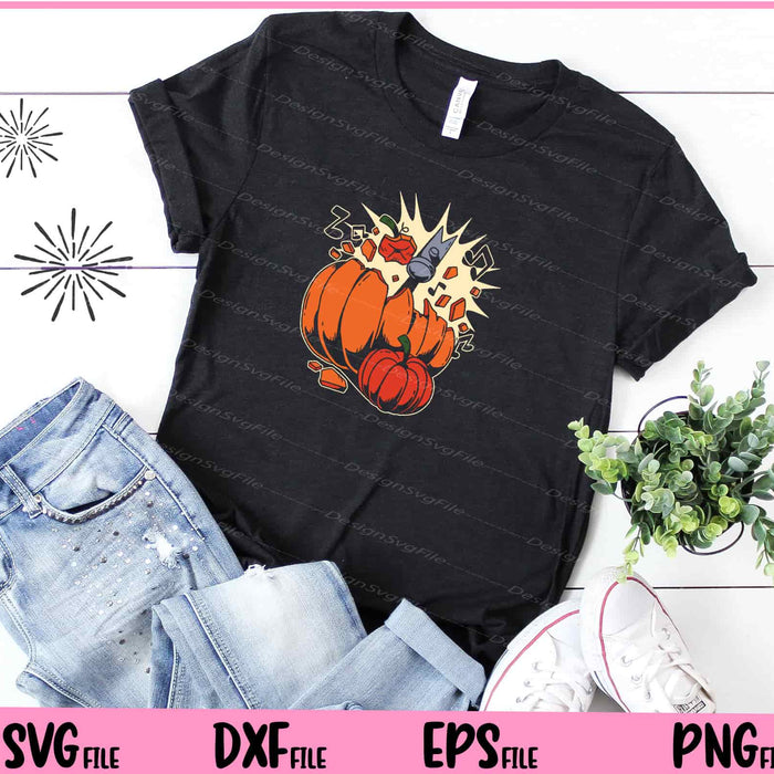 Breaking Pumpkin Funny Svg Cutting Printable Files  - Premium Cutting Files in SVG, PNG & EPS Formats - Premium SVG Cutting Files for Crafts