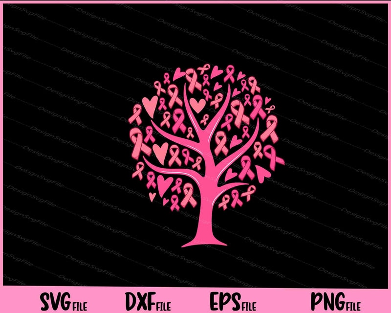 Breast Cancer Awareness Pink Ribbon Tree svg