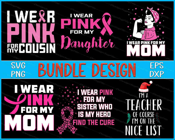 Breast Cancer Bundle SVG, Awareness Love PNG