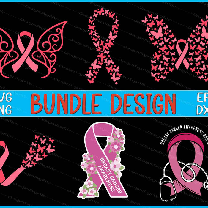 Breast Cancer Bundle SVG, Awareness PNG