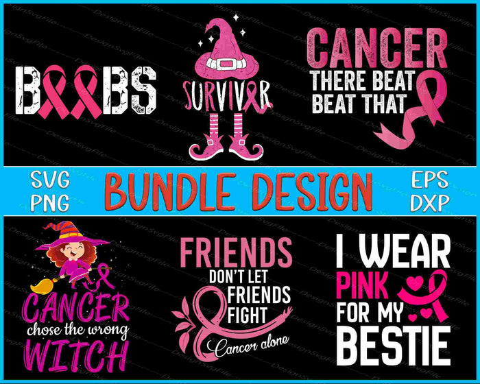 Breast Cancer Bundle SVG, Pink Ribbon PNG