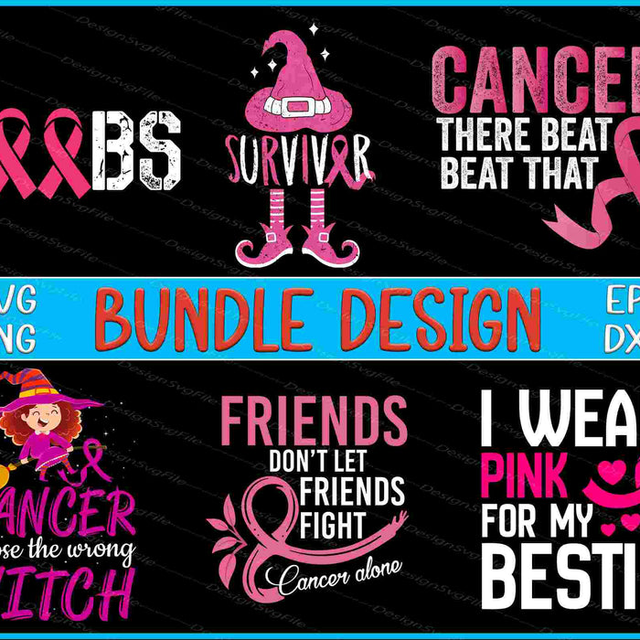 Breast Cancer Bundle SVG, Pink Ribbon PNG