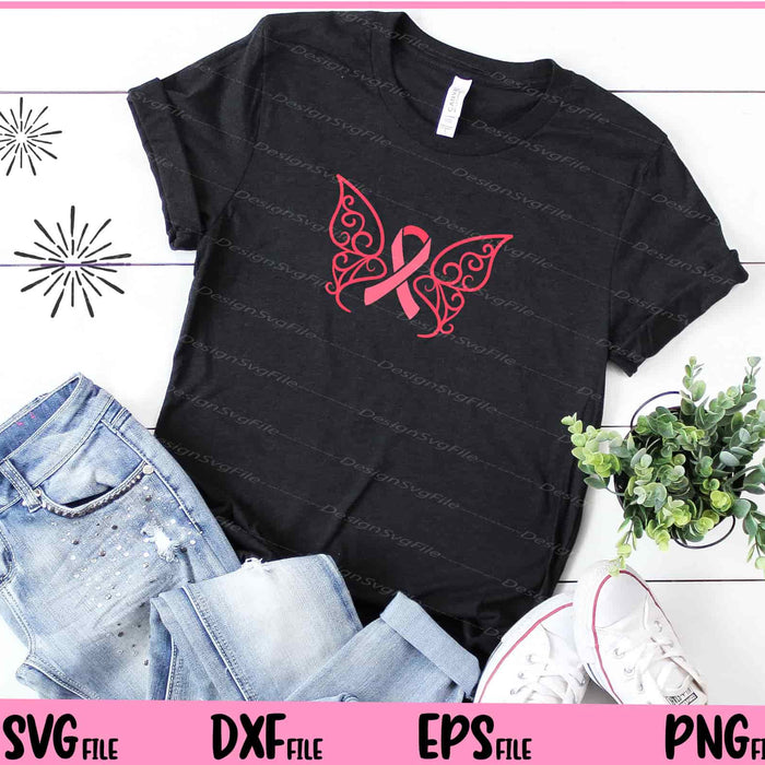 Breast Cancer  Butterfly Awareness Svg Cutting Printable Files  - Premium Cutting Files in SVG, PNG & EPS Formats - Premium SVG Cutting Files for Crafts