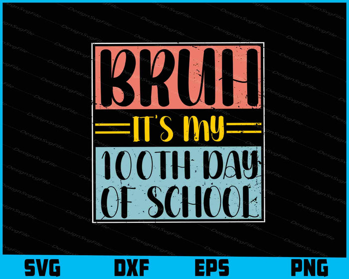 Collection of 100 Days of School-themed designs with text and heart patterns on a black background.