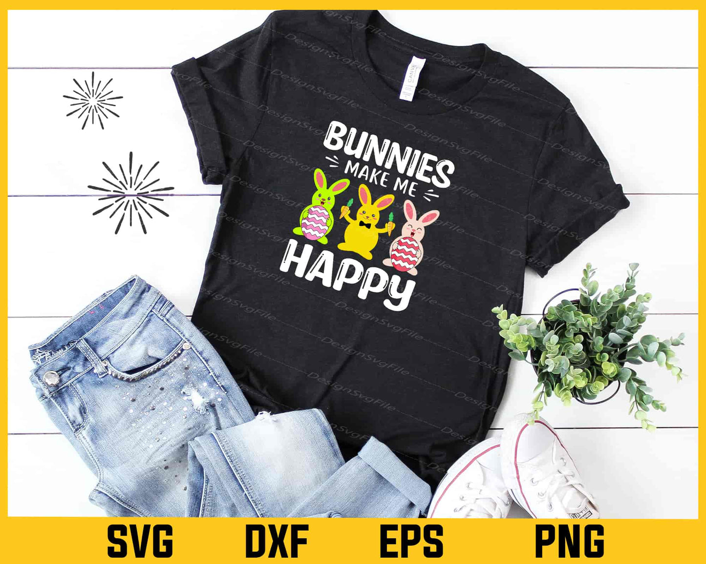 Bunnies Make Me Happy Svg Cutting Printable File  - Premium Cutting Files in SVG, PNG & EPS Formats - Premium SVG Cutting Files for Crafts