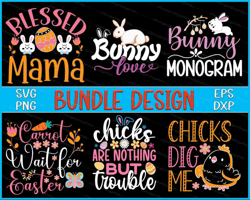 Bunny Bundle SVG Easter PNG