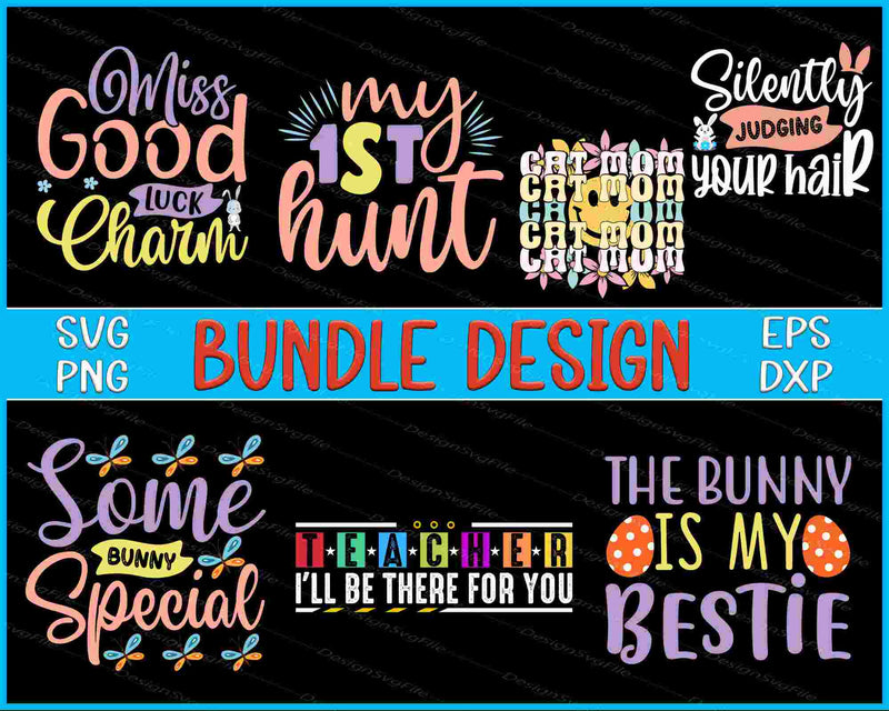 Bunny Bundle SVG, Cat Mom PNG