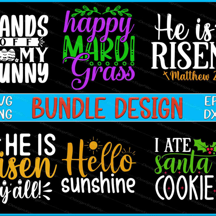 Collection of Easter-themed SVG designs on a black background