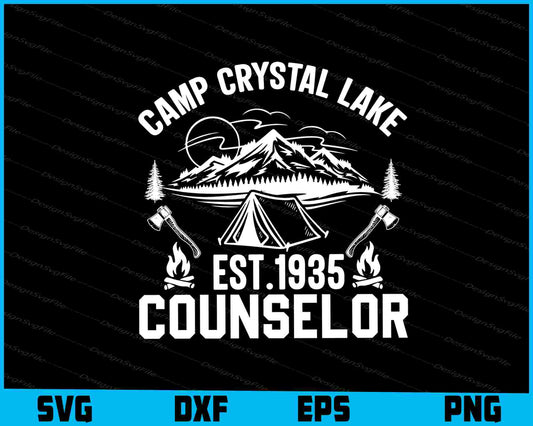 Camp Crystal Lake Est.1935 Counselor SVG PNG Design Printable File  - Premium Cutting Files in SVG, PNG & EPS Formats - Premium SVG Cutting Files for Crafts