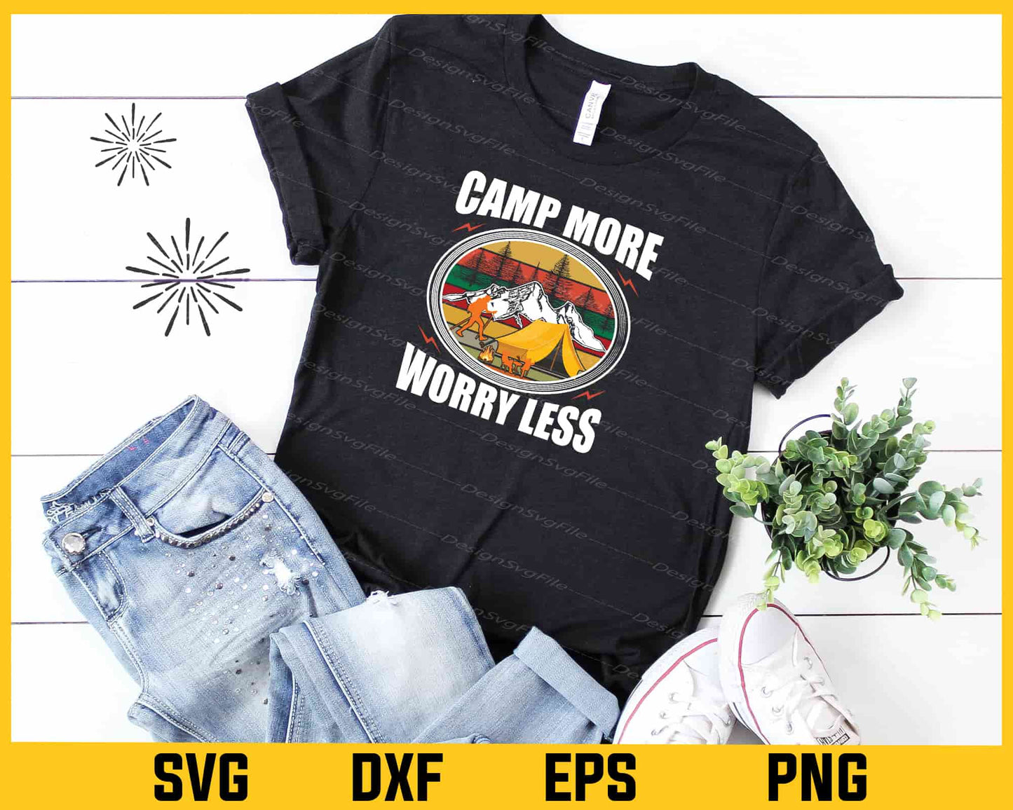Camp More Worry Less Camping Svg Cutting Printable File  - Premium Cutting Files in SVG, PNG & EPS Formats - Premium SVG Cutting Files for Crafts
