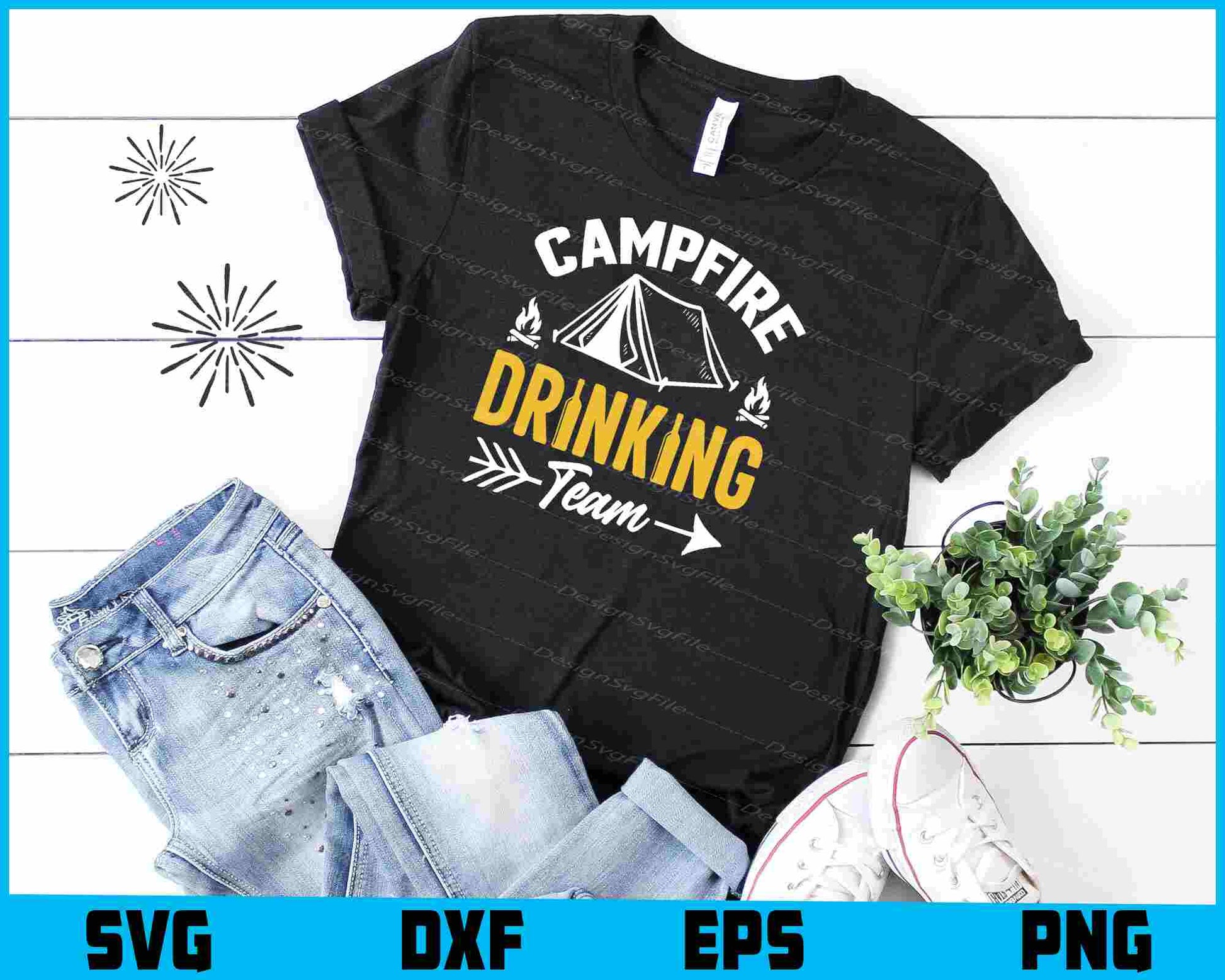 Campfire Drinking Team SVG PNG Design Printable File  - Premium Cutting Files in SVG, PNG & EPS Formats - Premium SVG Cutting Files for Crafts